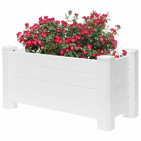 INVERNACULO 18.5 x 35.5 x 15.75 in. Vinyl Traditional Fence Design Garden Bed Elevated Raised Planter Box White IN3164227